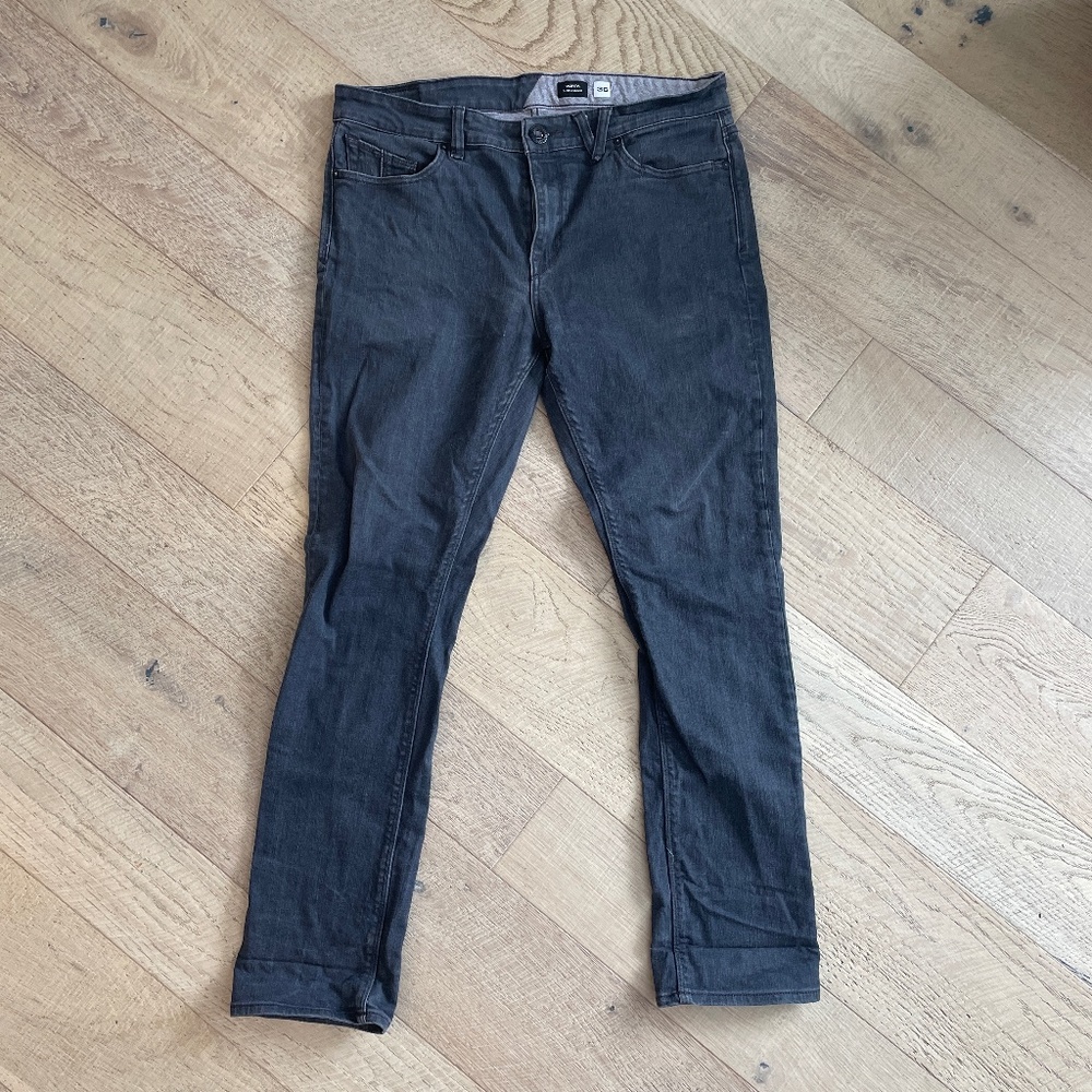 Volcom Vorta Jeans Mens 36x34 Gray Slim Straight Fit